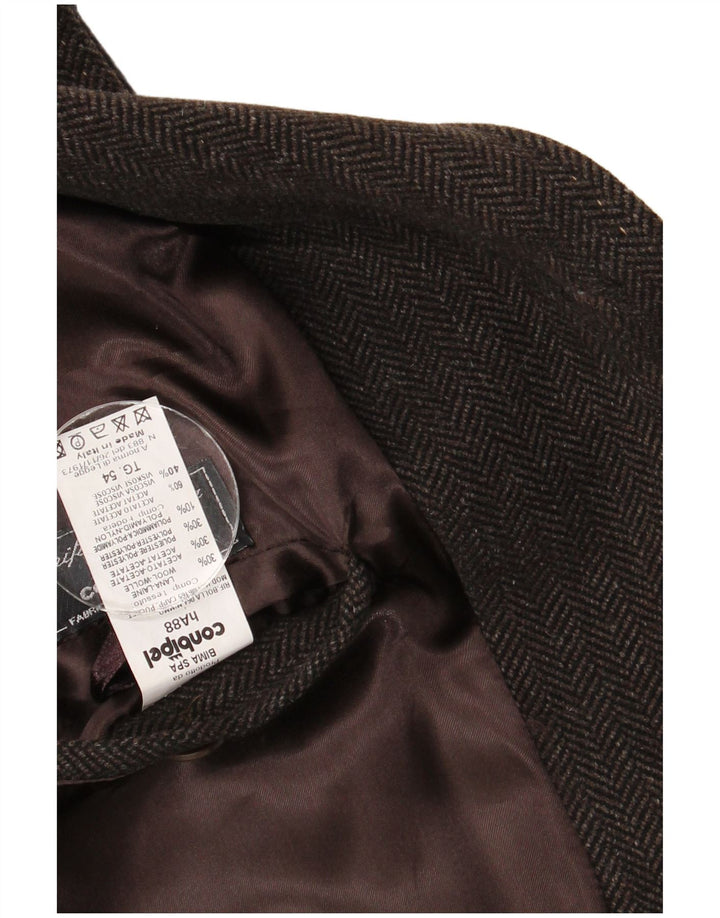 Płaszcz męski Chesterfield Conbipel IT 54 XL Brązowa wełna w jodełkę
