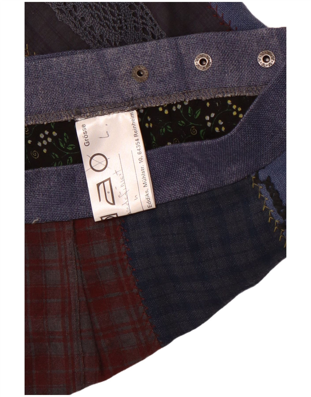 Damska spódnica kopertowa VINTAGE duża W36 niebieska patchworkowa