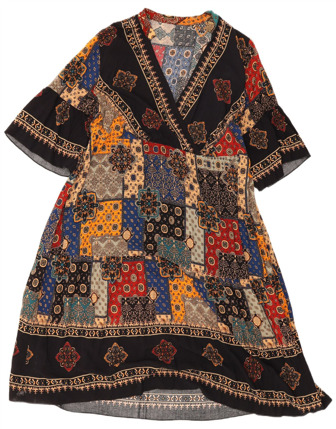 Shein Damska sukienka Batwing Kaftan UK 20 2XL Wielobarwny patchwork