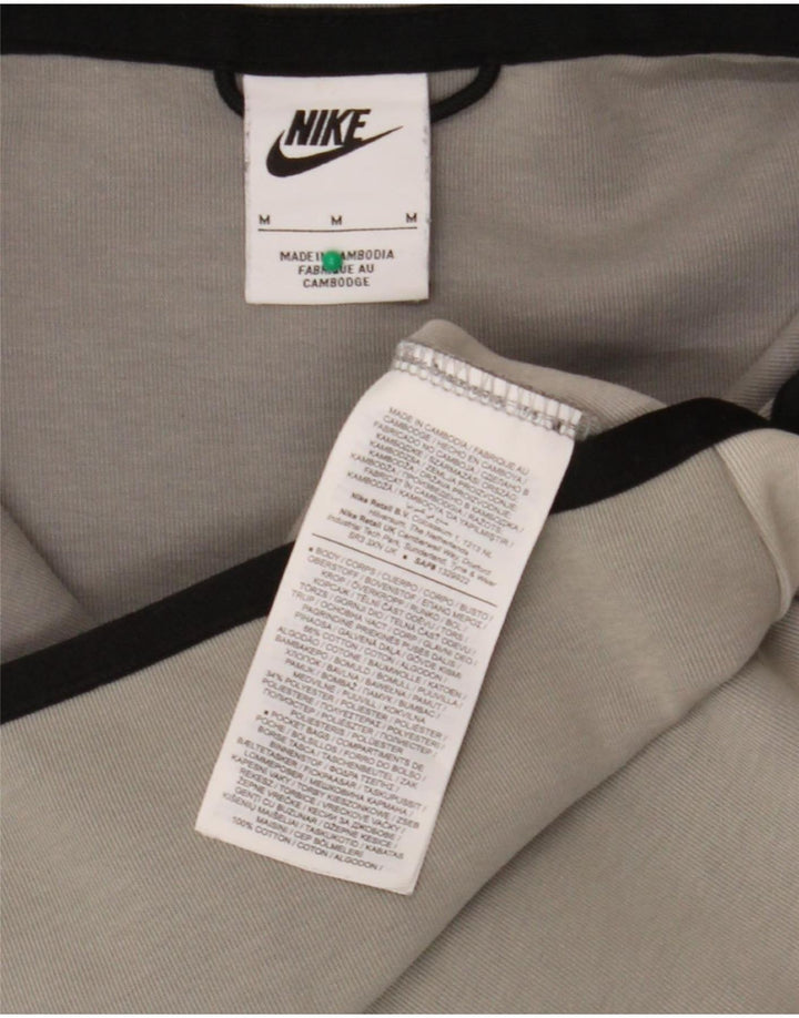 Męski sweter z kapturem i zamkiem Nike, bawełniany, średnioszary, z blokami kolorów