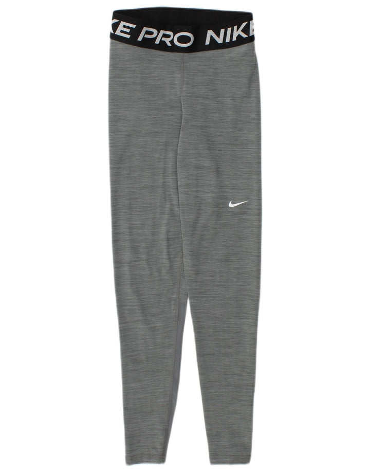 Damskie legginsy NIKE Dri Fit Graphic UK 4 XS Szary, nakrapiany poliester