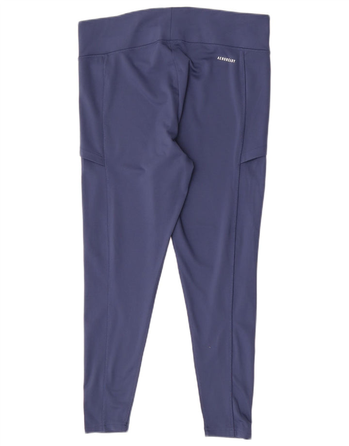 Damskie legginsy Adidas Aeroready UK 16, duże, granatowe, poliestrowe