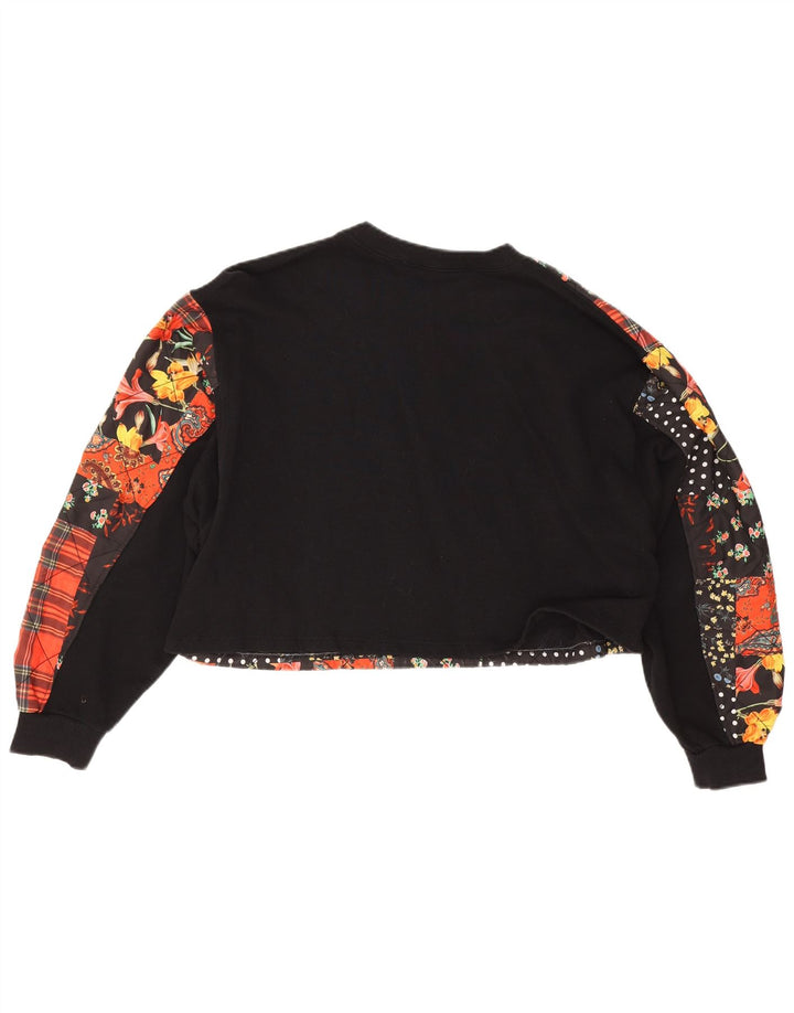 Damska bluza oversize Zara Crop Jumper UK 14, średni czarny patchwork