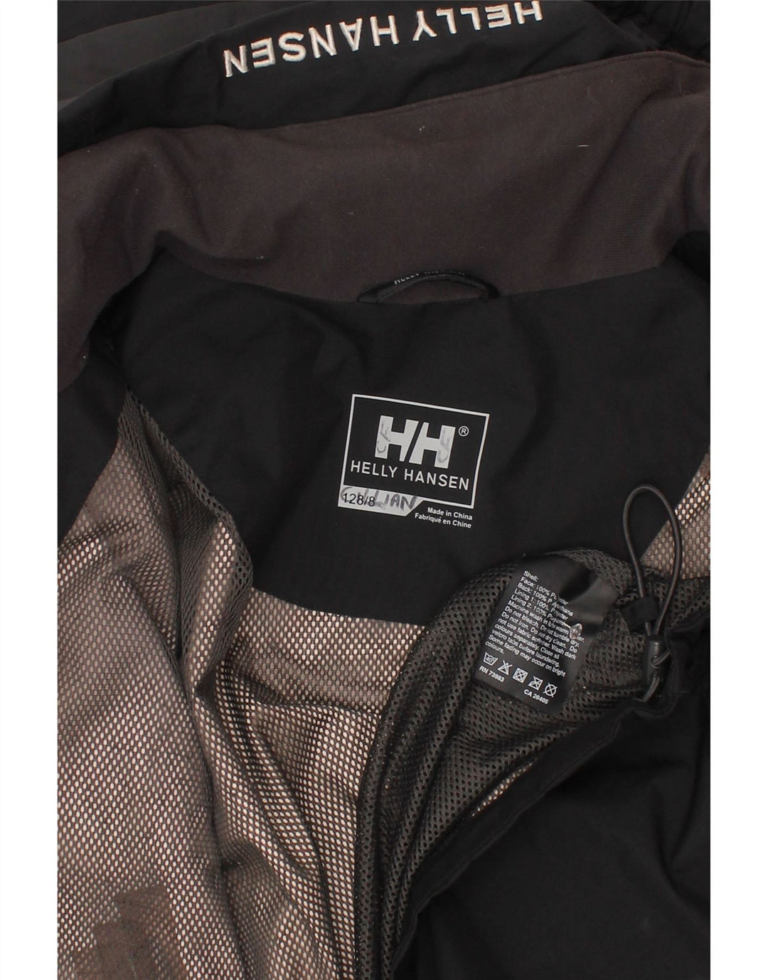 Chłopięca kurtka wiatrówka z kapturem Helly Hansen 7-8 lat, czarna, poliester