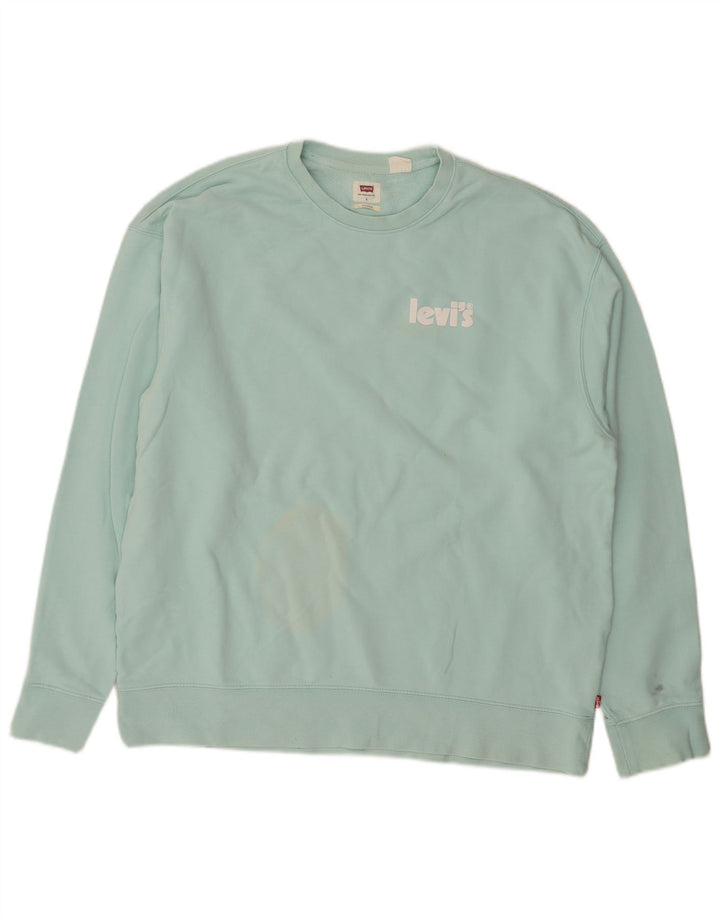 Męski sweter Levi's, duży, turkusowy, bawełniany