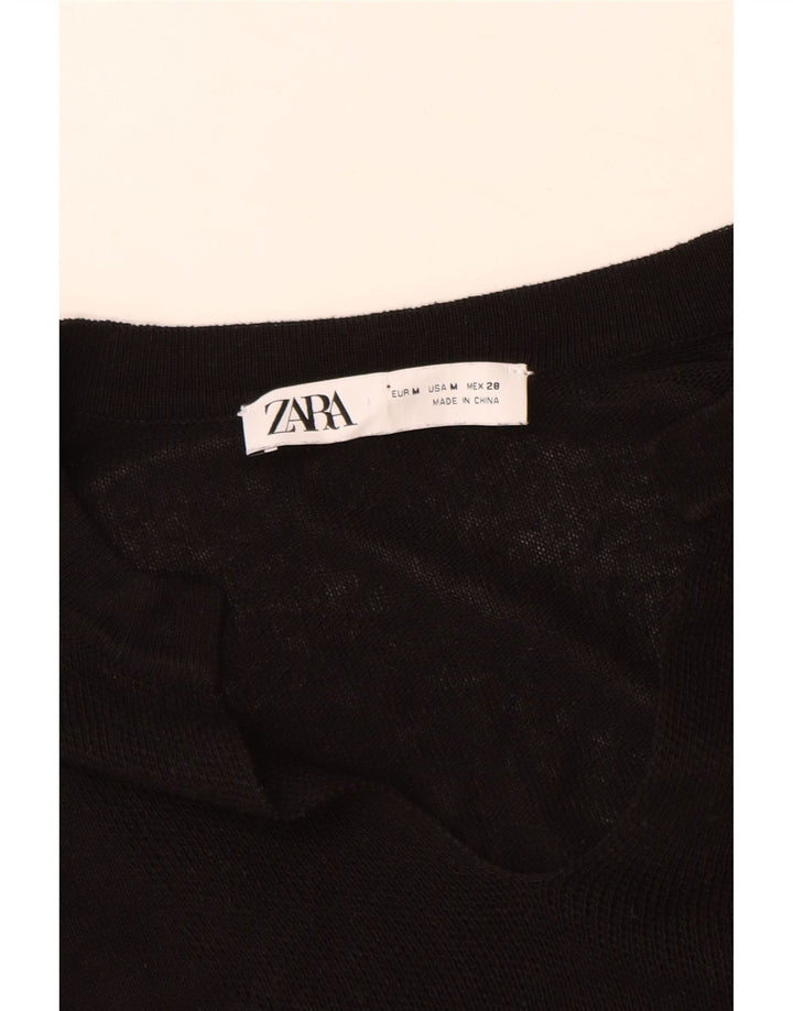 Sweter damski Zara Oversize z rękawem 3/4 i dekoltem w kształcie litery V, UK 14, średni czarny