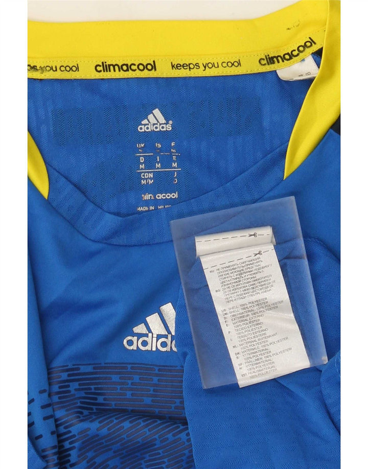 Męska koszulka Adidas Climacool z grafiką Top, średni niebieski, poliester z blokami kolorów