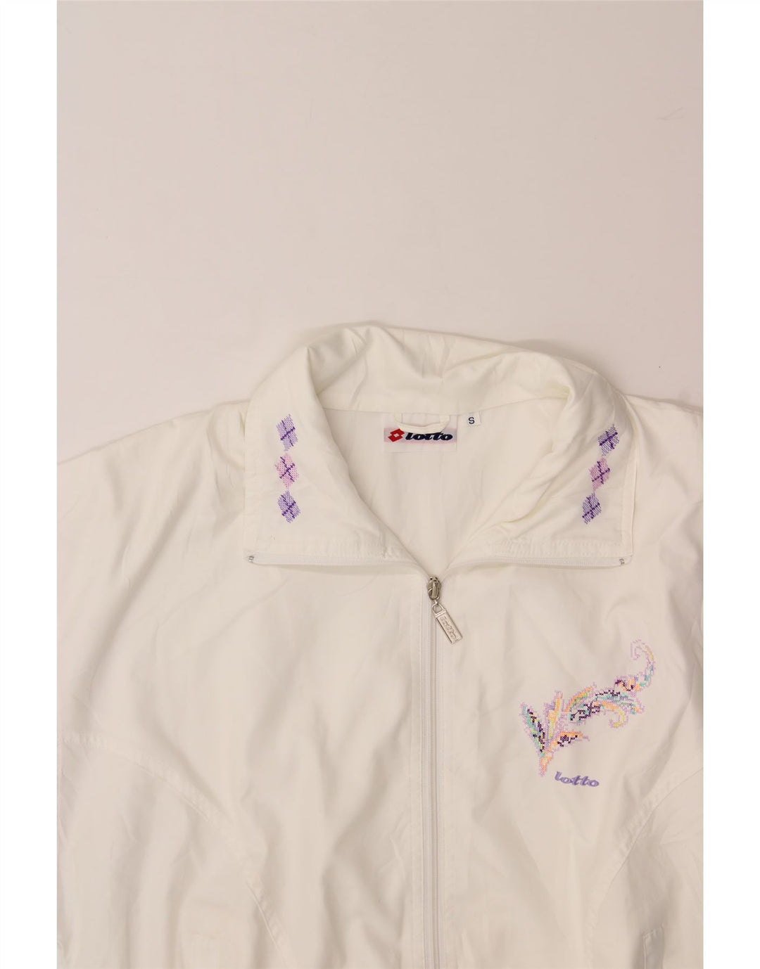 LOTTO Womens Oversized Tracksuit Top Jacket UK 10 Small White Polyester Vintage Lotto and Second-Hand Lotto from Messina Hembry 