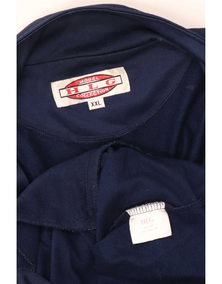 Kurtka męska dresowa w stylu vintage 2XL Granatowy poliester z blokami kolorów