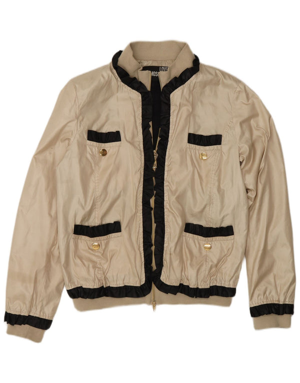 Damska kurtka bomber Moschino UK 14, duży, złoty poliester w blokach kolorów