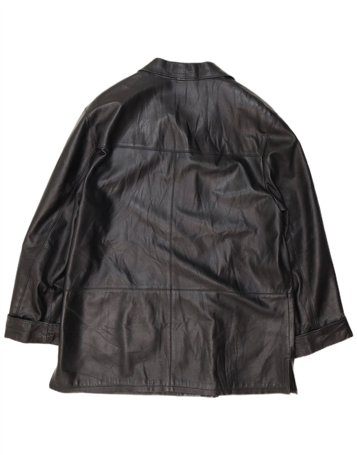 FLORENTIA Womens Leather Jacket IT 50 XL Black Leather