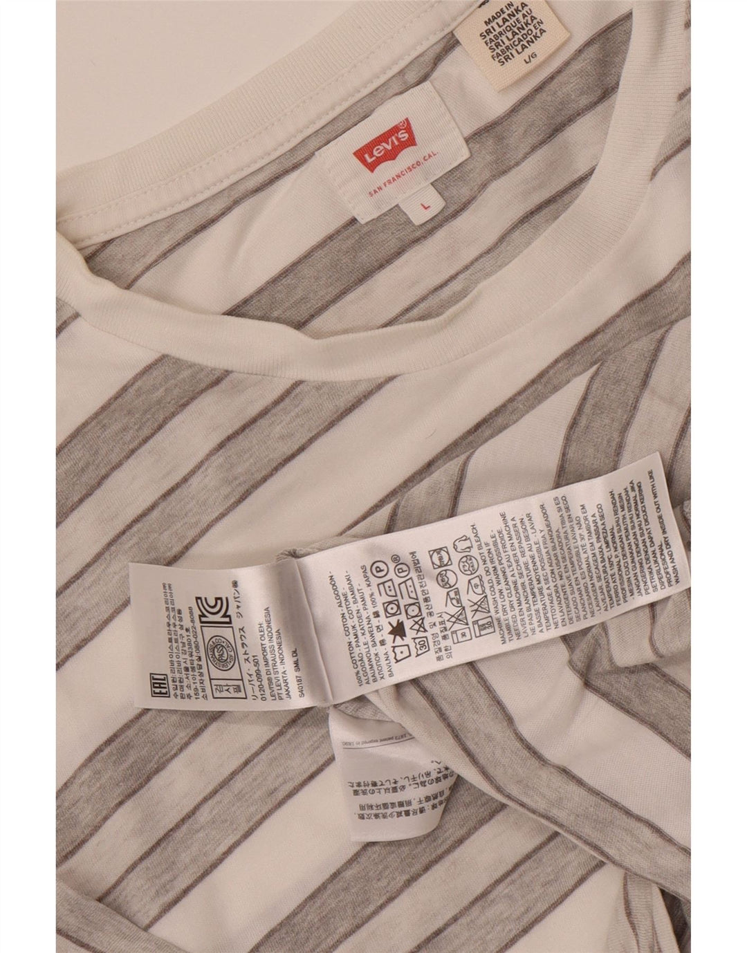 Męski t-shirt Levi's, duży, szary, bawełniany w paski