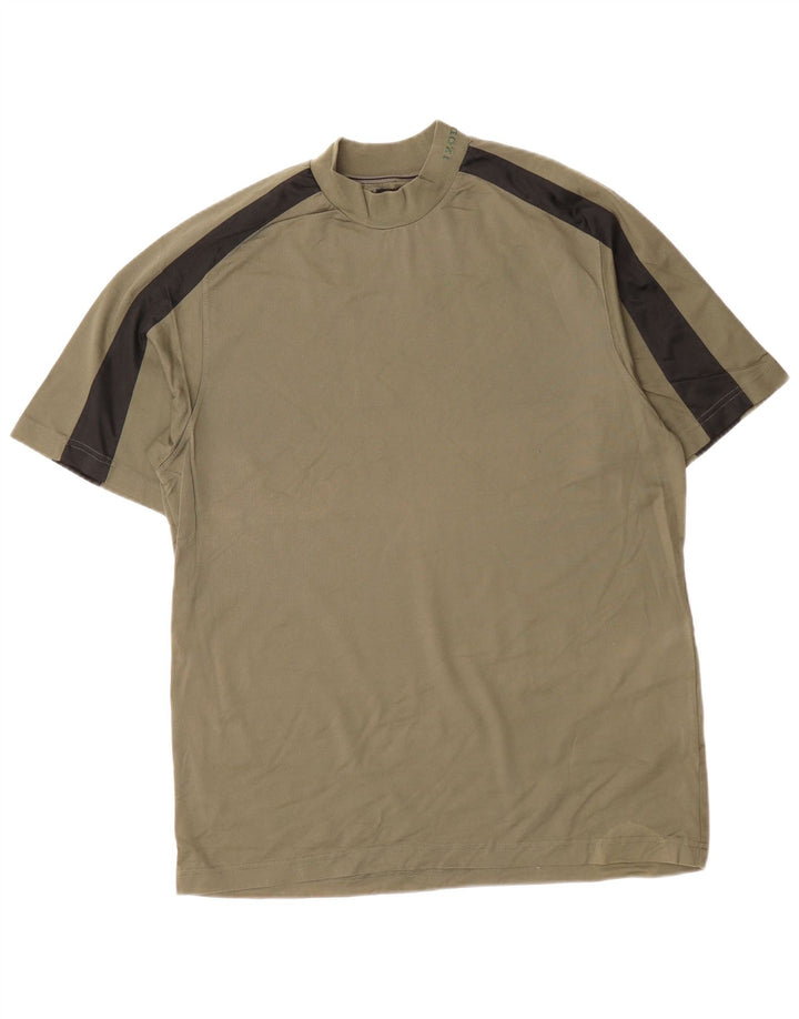 T-shirt męski IZOD, duży, bawełniany khaki z blokami kolorów