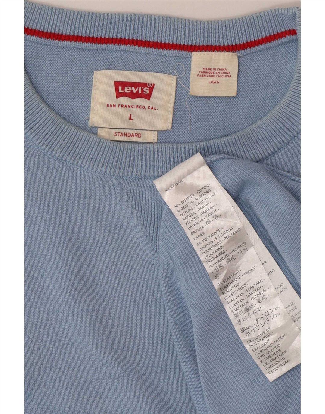 Męski sweter z okrągłym dekoltem Levi's, duży, niebieski, bawełniany