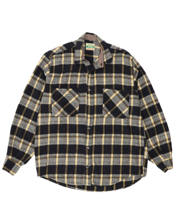 Vintage męska koszula flanelowa w dużą czarną kratkę