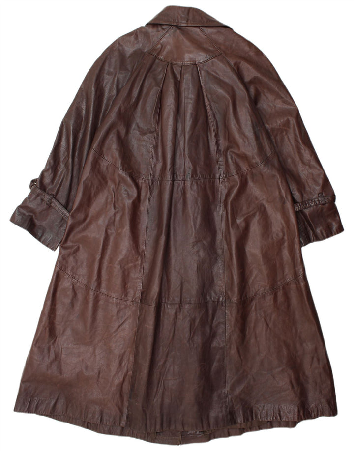 Damski płaszcz skórzany VINTAGE UK 14 Średni brąz