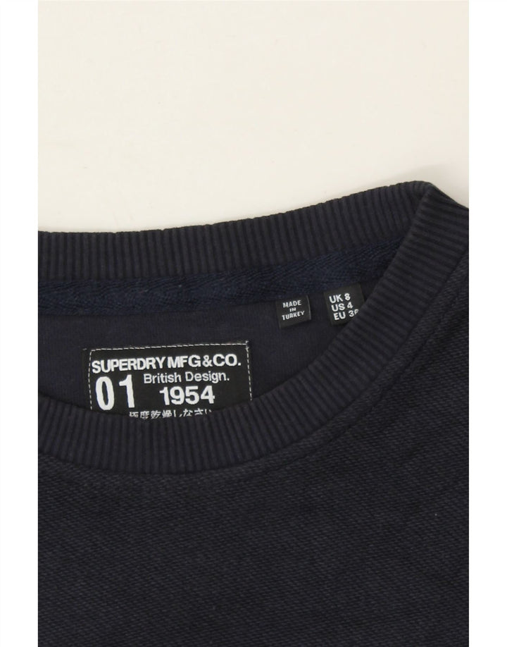 SUPERDRY Womens Oversized Sweatshirt Jumper UK 8 Small Navy Blue Cotton Vintage Superdry and Second-Hand Superdry from Messina Hembry 