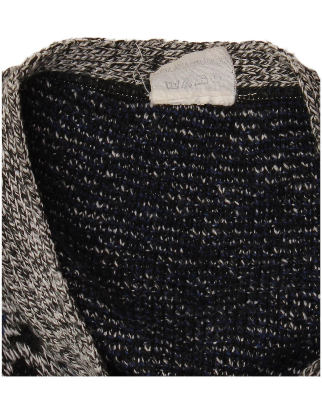 Męski sweter rozpinany VINTAGE XL, szara, geometryczna wełna