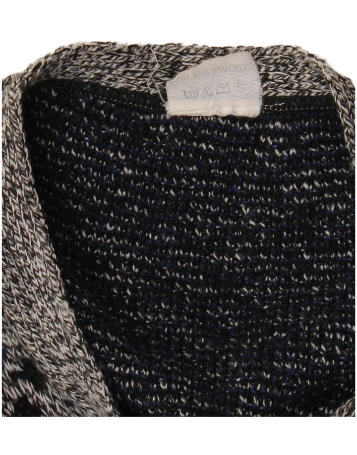 Męski sweter rozpinany VINTAGE XL, szara, geometryczna wełna