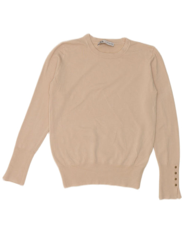 Męski sweter Zara z dekoltem w łódkę, UK 12, średni beż, wiskoza