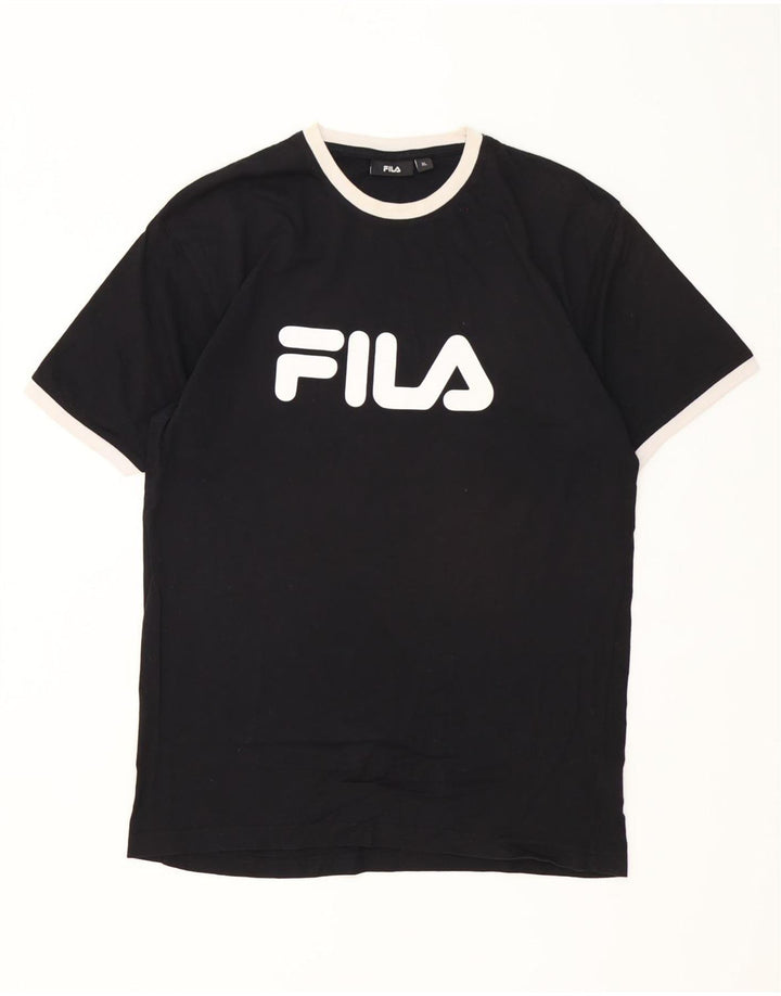 Męska koszulka z grafiką Fila Top XL, czarna, bawełniana