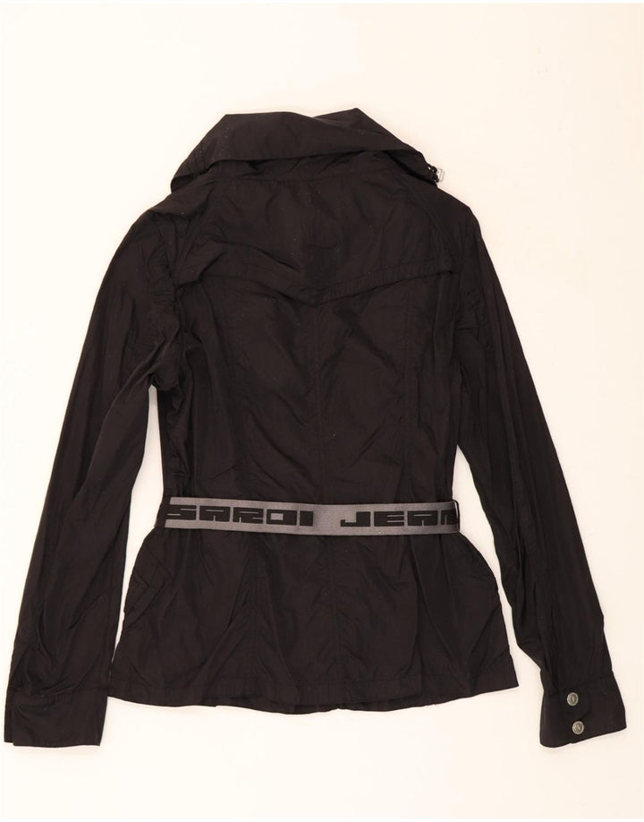 TRUSSARDI JEANS Womens Graphic Windbreaker Jacket IT 46 Large Black Vintage Trussardi Jeans and Second-Hand Trussardi Jeans from Messina Hembry 