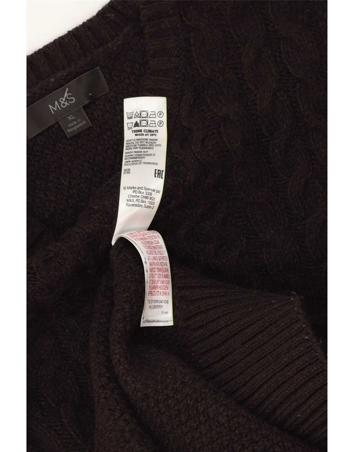 Marks & Spencer Męski sweter z okrągłym dekoltem XL, brązowy, akrylowy