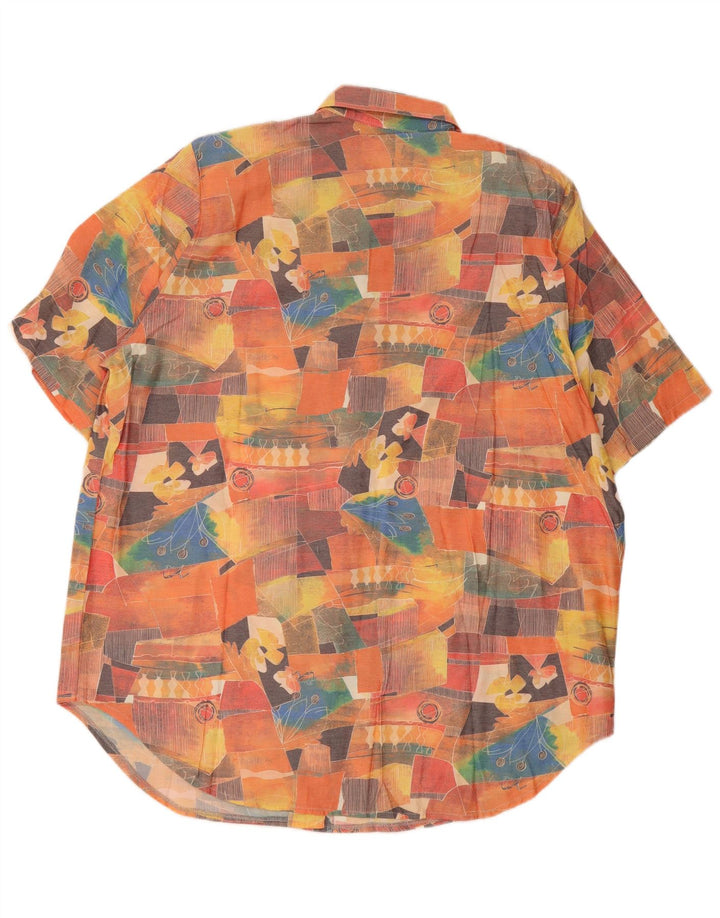 Vintage damska koszula z krótkim rękawem w abstrakcyjny wzór UK 20 2XL wielokolorowa