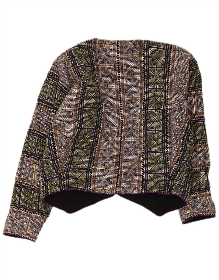 Damska marynarka w stylu vintage, krótka, UK 14, średnia, wielokolorowa, geometryczna