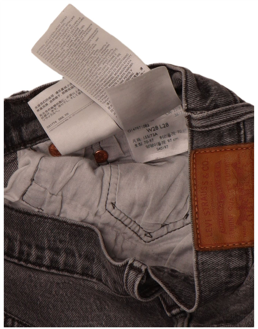Damskie jeansy Levi's 501 Straight W28 L28 Szara bawełna