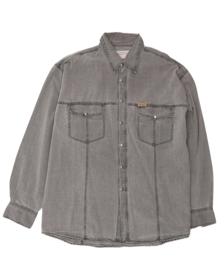 Męska koszula dżinsowa Wrangler XL, szara, bawełniana