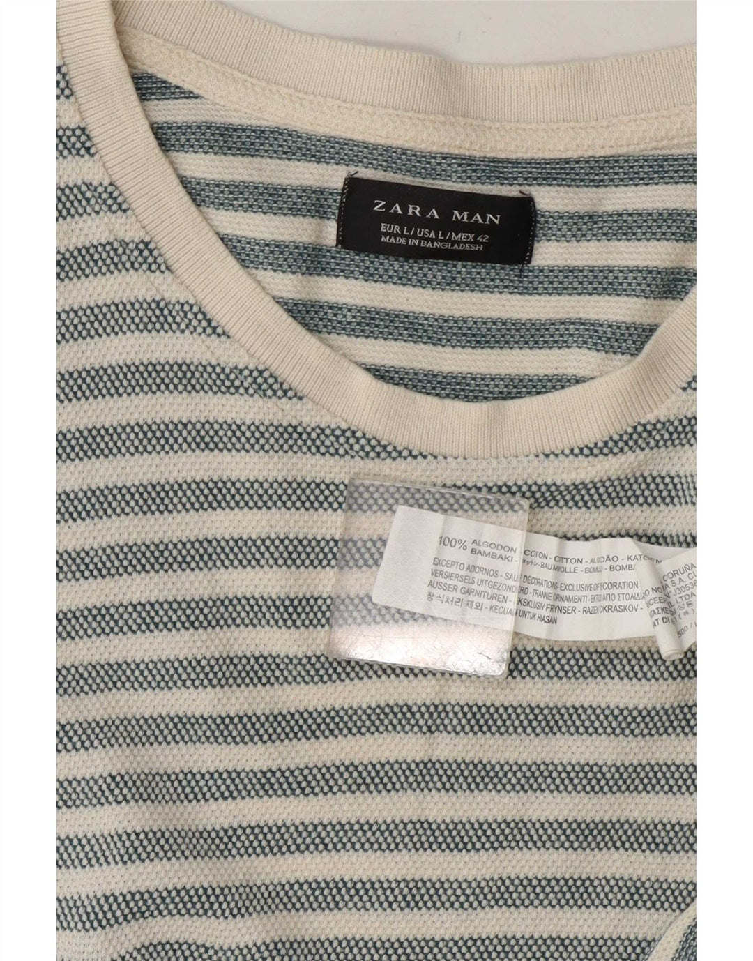 T-shirt męski Zara, duży, bawełniany w szare paski