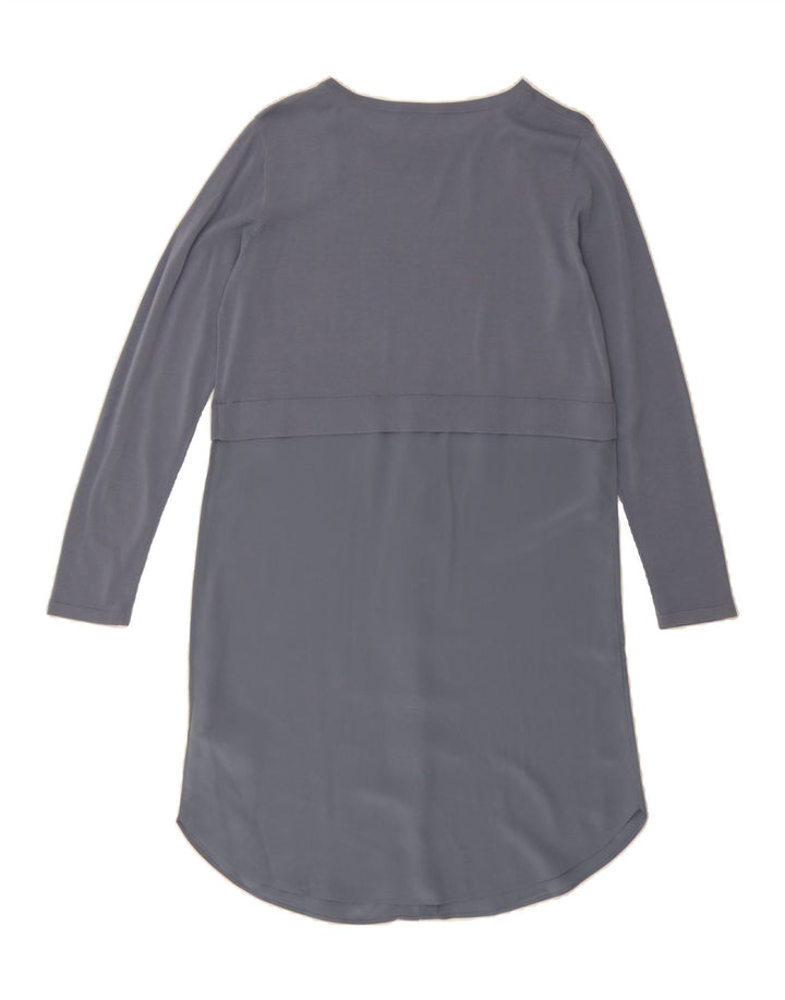 COS Womens Long Sleeve Shift Dress UK 10 Small Grey Silk Vintage Cos and Second-Hand Cos from Messina Hembry 