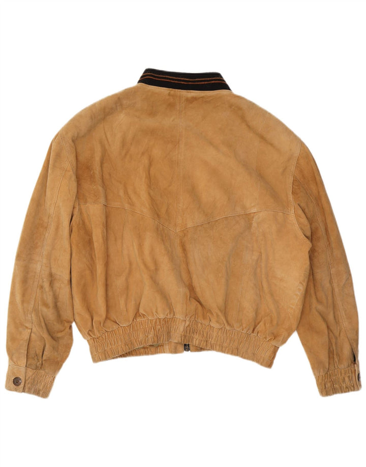 Vintage męska zamszowa kurtka bomber UK 42 XL beżowa skóra