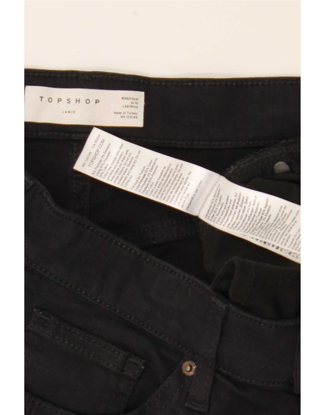 Damskie jeansy Skinny Topshop W30 L32 Czarny poliester