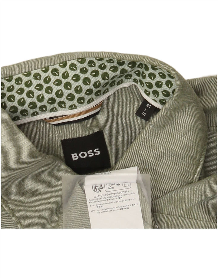 Koszula męska Hugo Boss rozmiar 41, duża, zielona lniana