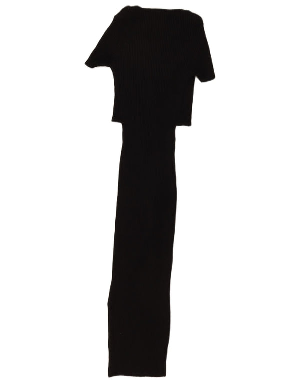 Zara Womens Maxi Dress UK 12 Medium Black Cotton