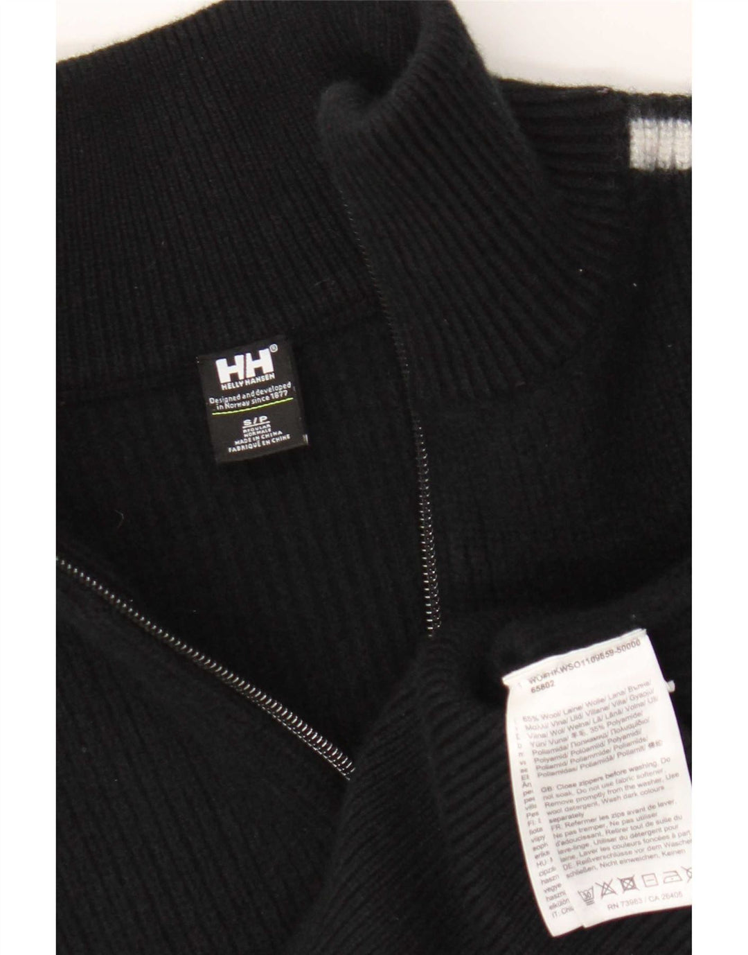 Sweter damski Helly Hansen z zamkiem błyskawicznym UK 10, mały, czarny, z blokami kolorów