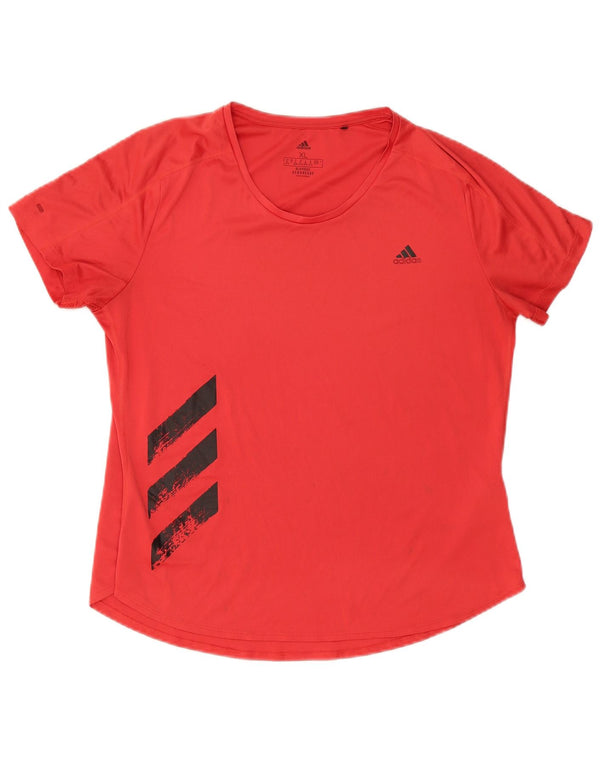 Damska koszulka Adidas Aeroready Graphic Top UK 20/22 XL Czerwony poliester