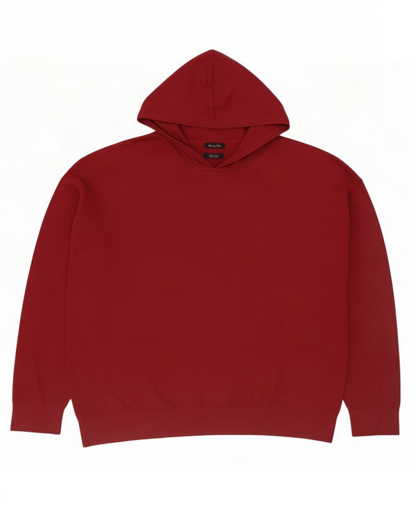 Męski sweter z kapturem Massimo Dutti XL, bordowa bawełna