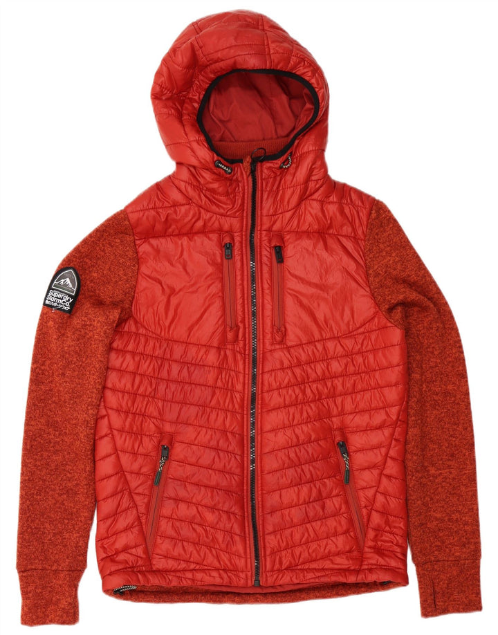 Męska ocieplana kurtka Superdry UK 38, poliester w kolorze średniej czerwonej plamki