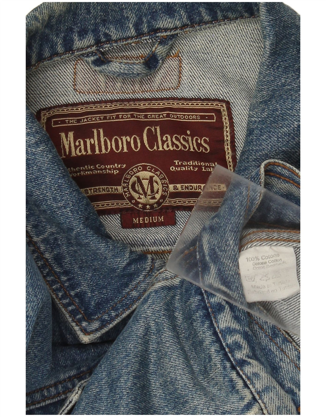 Męska kurtka dżinsowa Marlboro Classics UK 38, średnia niebieska bawełna