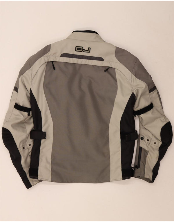 OJ Atmosfere Mens Graphic Bomber Jacket UK 40 Large Grey Colourblock