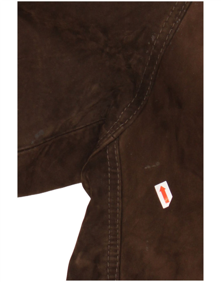 Vintage męska kurtka skórzana IT 48 średniej wielkości brązowa skóra