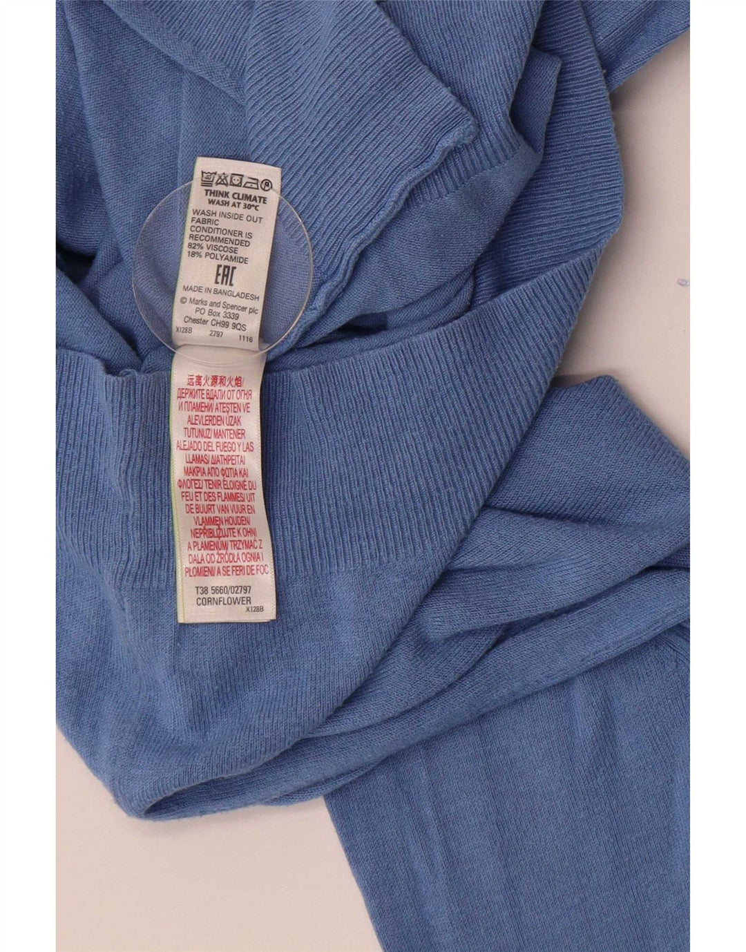 Marks & Spencer Krótki sweter damski UK 10 Small Blue Viscose