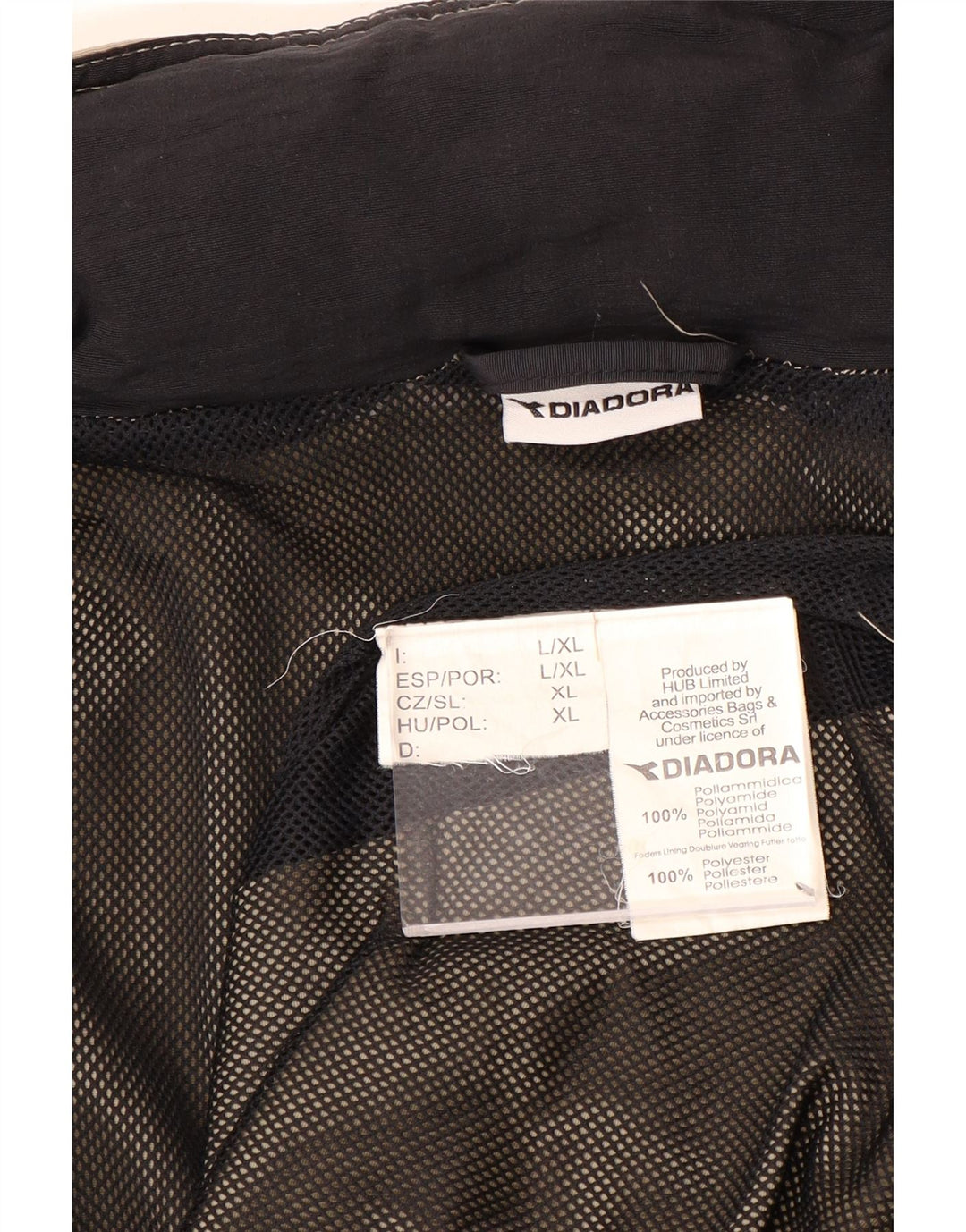 Męska kurtka przeciwdeszczowa z kapturem Diadora UK 40, duża, khaki, poliamid