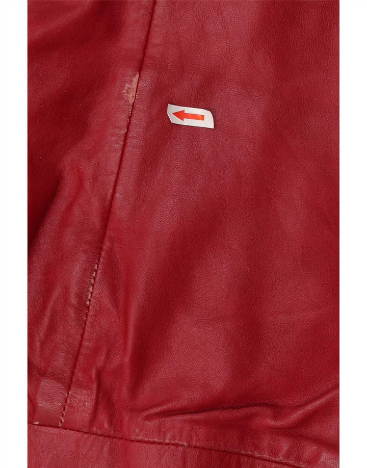 Damska skórzana kurtka bomber w stylu vintage IT 46, duża czerwona