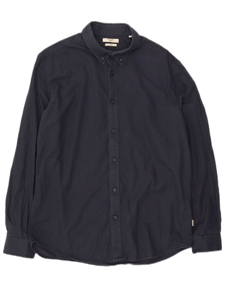 Koszula męska Jack & Jones Slim XL, granatowa, bawełniana