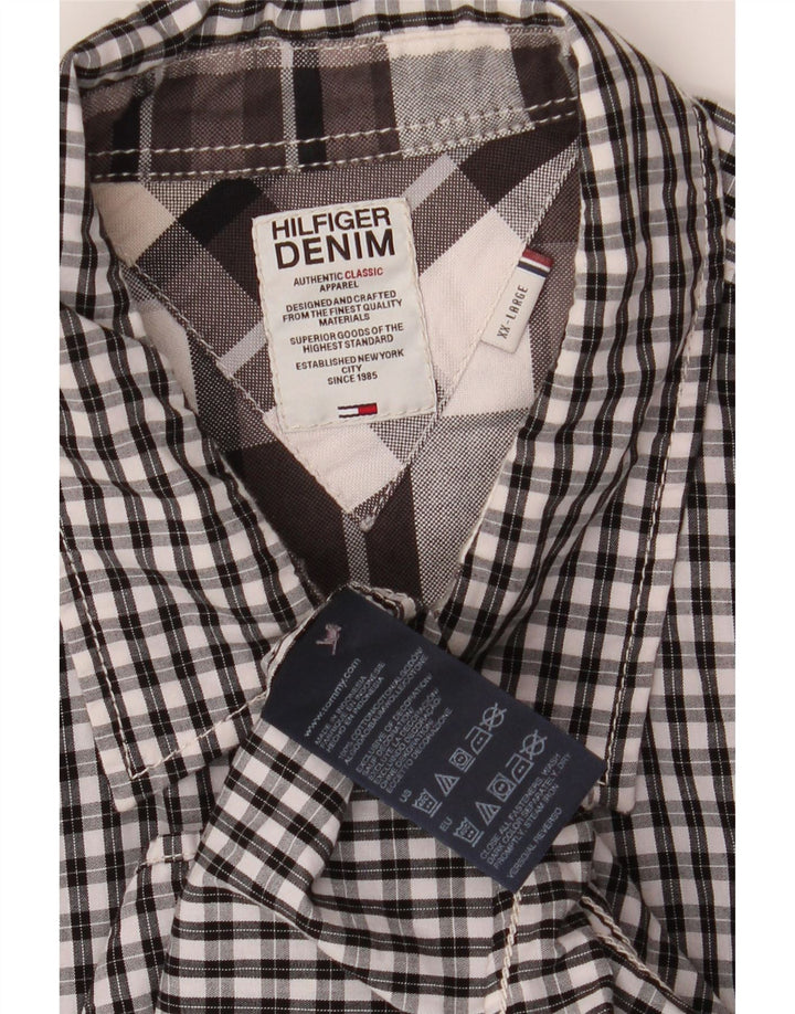 TOMMY HILFIGER Mens Flannel Shirt 2XL Black Check Cotton Vintage Tommy Hilfiger and Second-Hand Tommy Hilfiger from Messina Hembry 