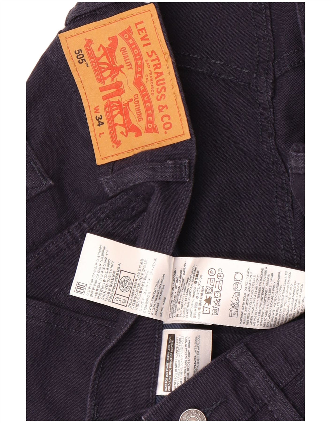 Męskie szorty Levi's 505 W34, duże, granatowe, bawełniane